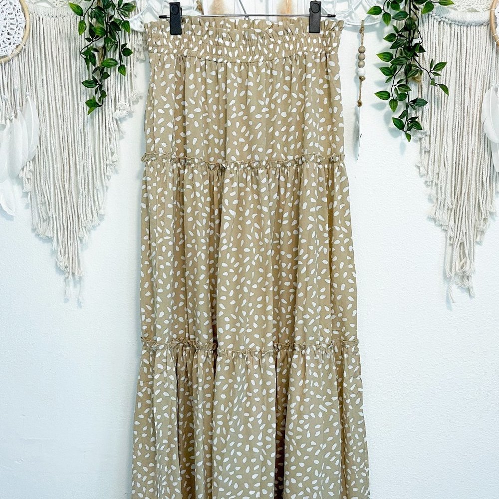 Neutral Drawstring Maxi Skirt - Picture 4 of 4